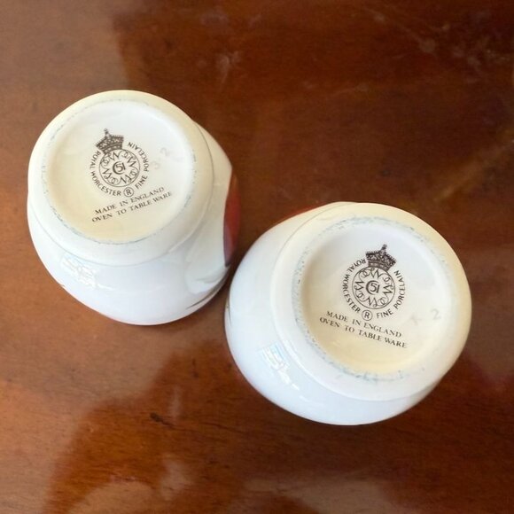 Set Of Two Royal Worcester Evesham Gold Porcelain King Size Egg Coddler England - Picture 9 of 15